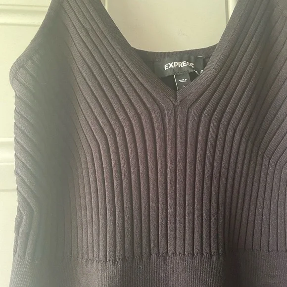 NWOT Express black ribbed skater knit dress - Picture 3 of 5